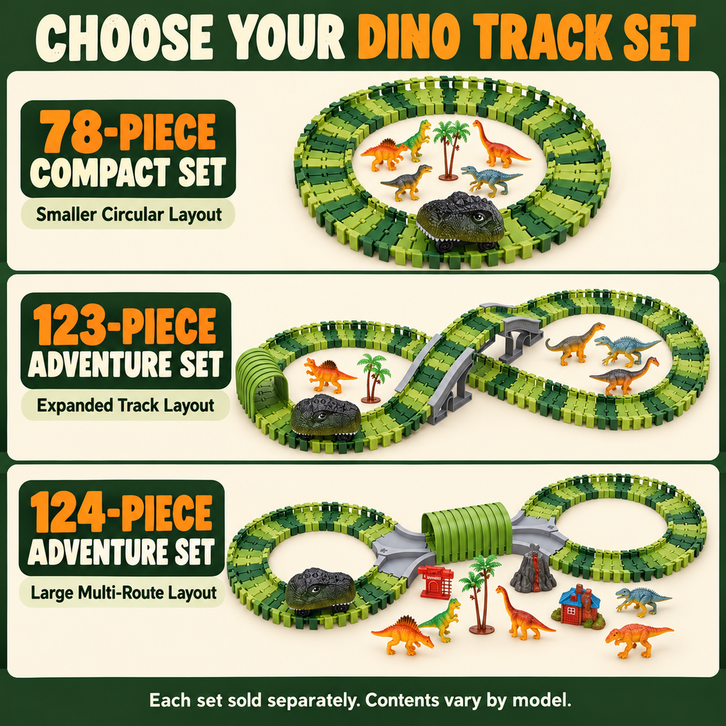 Dinosaur Race Track Set with Motorized Dinosaur Car