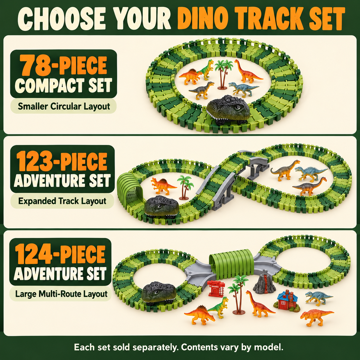 Dinosaur Race Track Set with Motorized Dinosaur Car