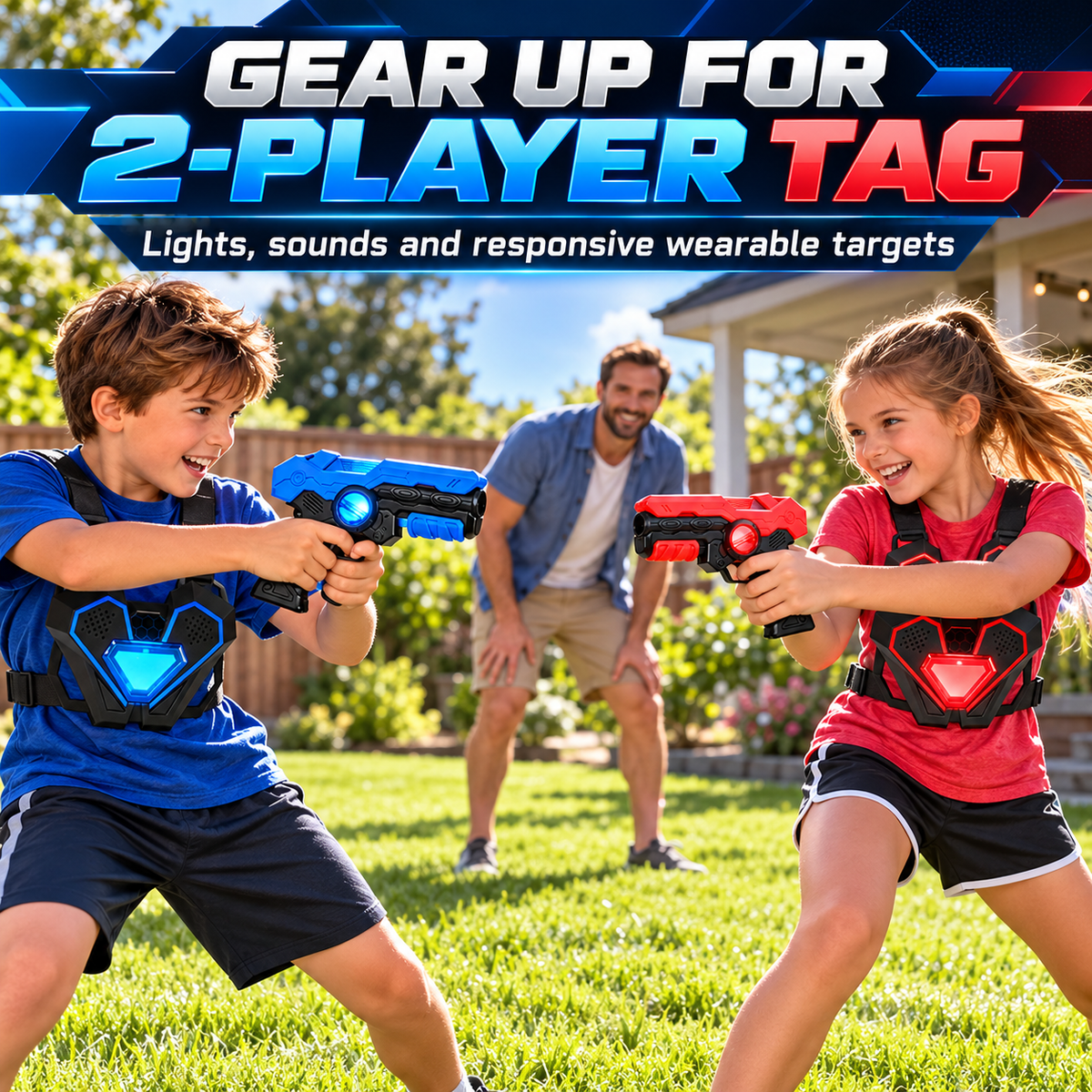 2-Player Infrared Laser Tag Set with 2 Blasters & 2 Wearable Targets