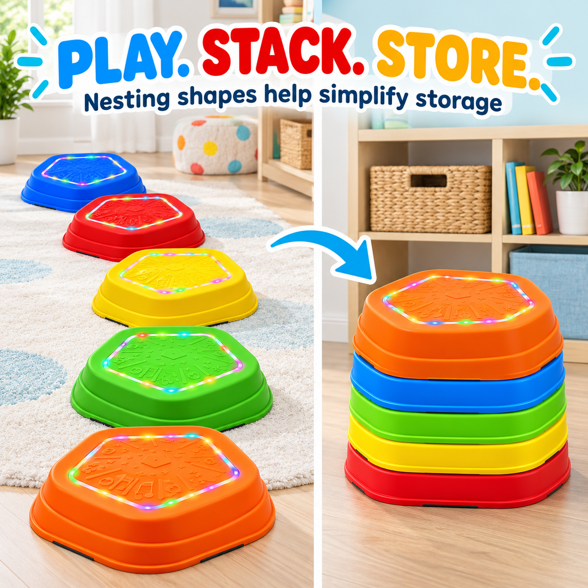 Light-Up Musical Stepping Stones for Kids