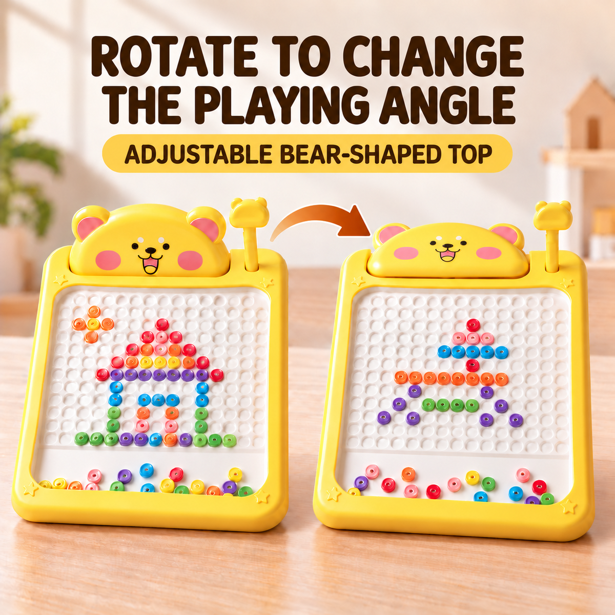 Bear Magnetic Drawing Board for Kids | Colorful Bead Art Toy