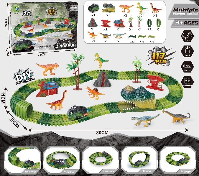 Dinosaur Track Toy Set with Flexible Tracks