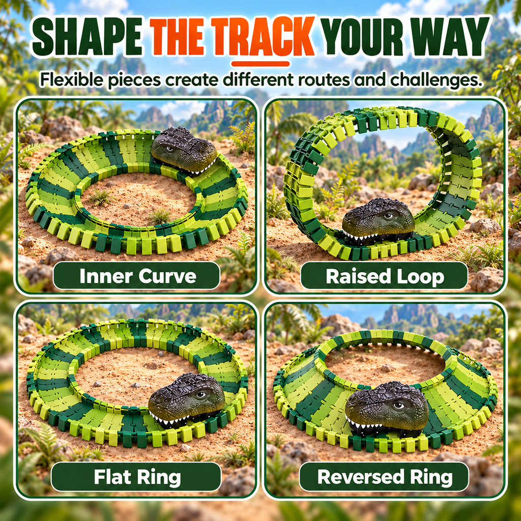 Dinosaur Track Toy Set with Flexible Tracks