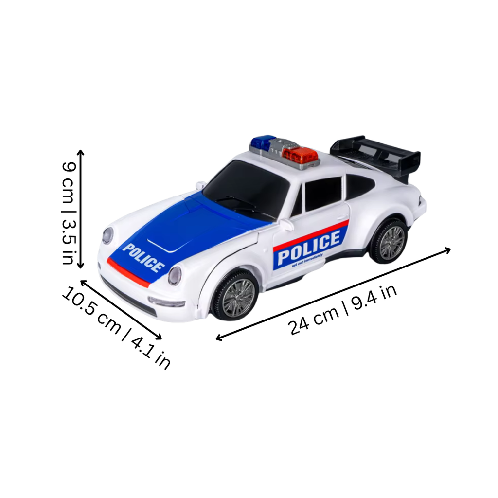 Transforming Police Car Robot with Lights and Action Play