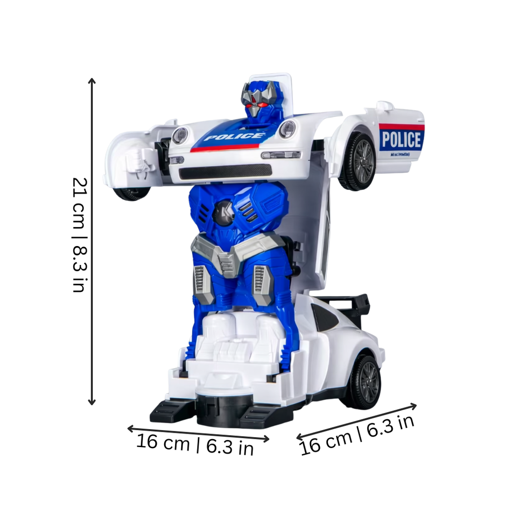 Transforming Police Car Robot with Lights and Action Play