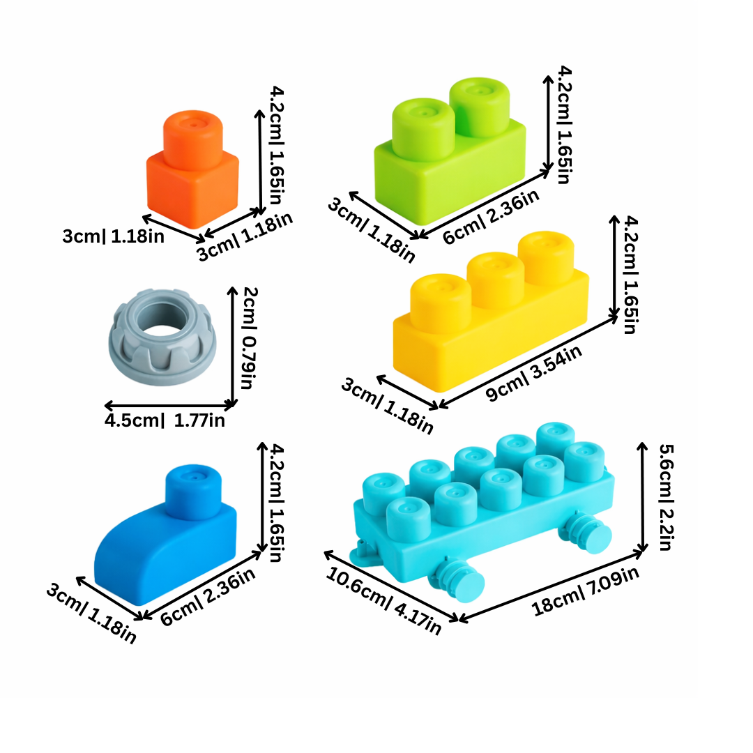 Chewable Soft Rubber DIY Building Blocks for Early Learning