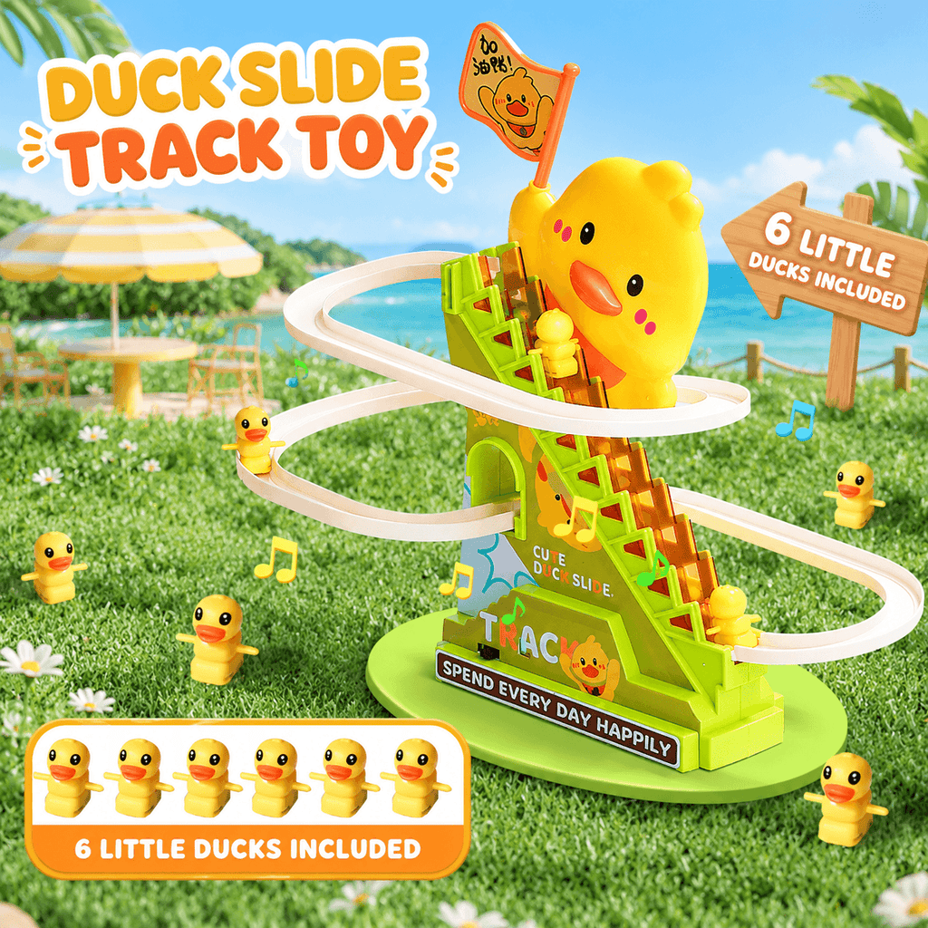 Duck Stair Climbing Toy with Lights & Music – Electric Duck Slide Track