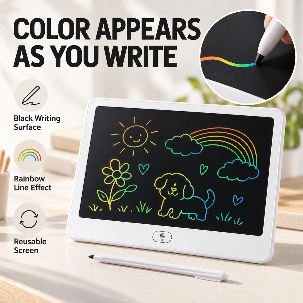 Rechargeable LCD Writing Tablet – Colorful Doodle & Drawing Board for Kids
