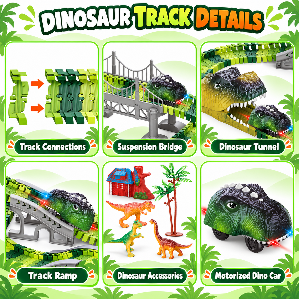 Dinosaur Track Playset with Motorized Light-Up Car