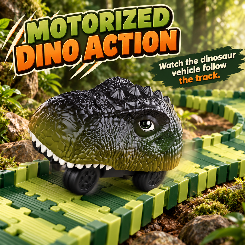 Dinosaur Race Track Set with Motorized Dinosaur Car