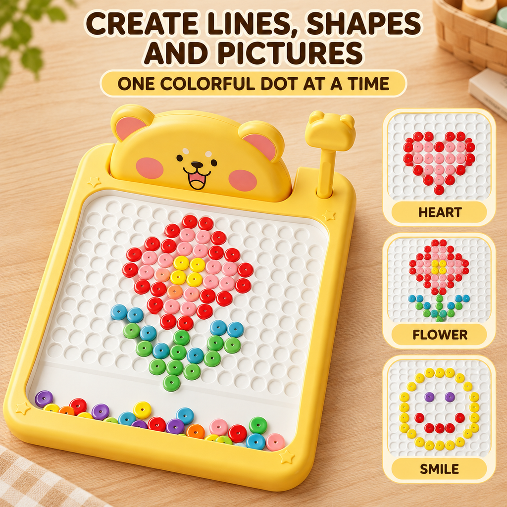 Bear Magnetic Drawing Board for Kids | Colorful Bead Art Toy