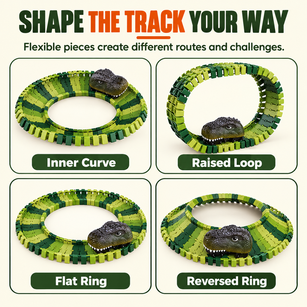 Dinosaur Race Track Set with Motorized Dinosaur Car