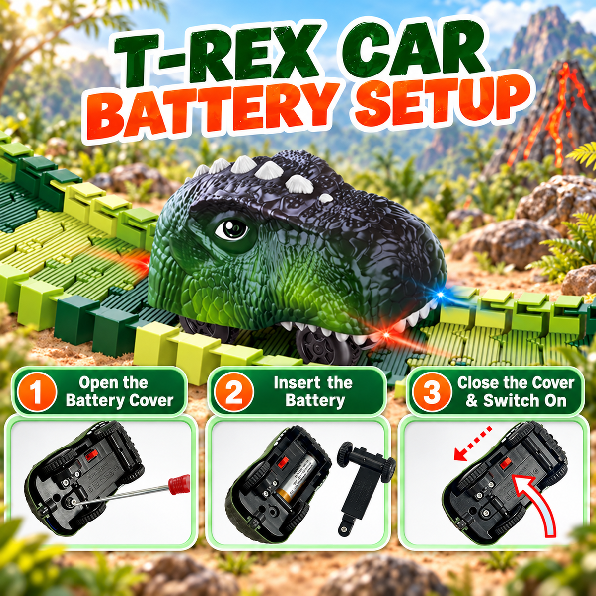 Dinosaur Track Toy Set with Flexible Tracks