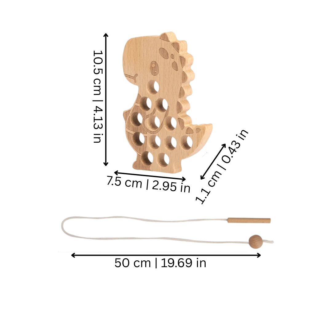 Wooden Montessori Lacing Toy with Beads and Buttons