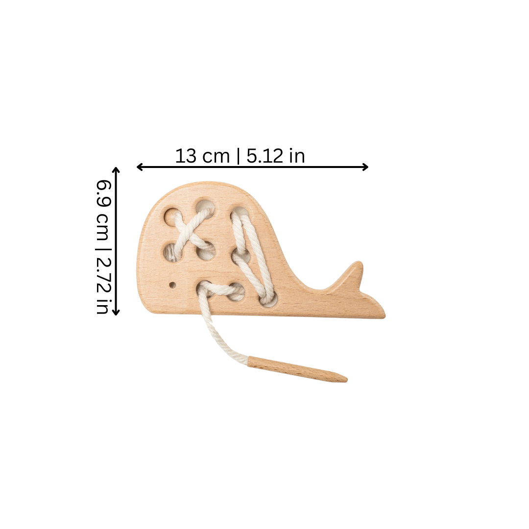 Wooden Montessori Lacing Toy with Beads and Buttons