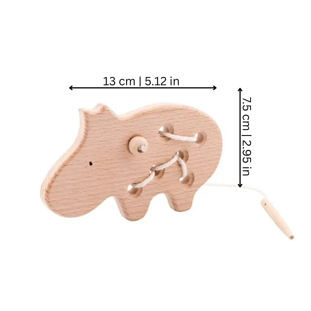 Wooden Montessori Lacing Toy with Beads and Buttons