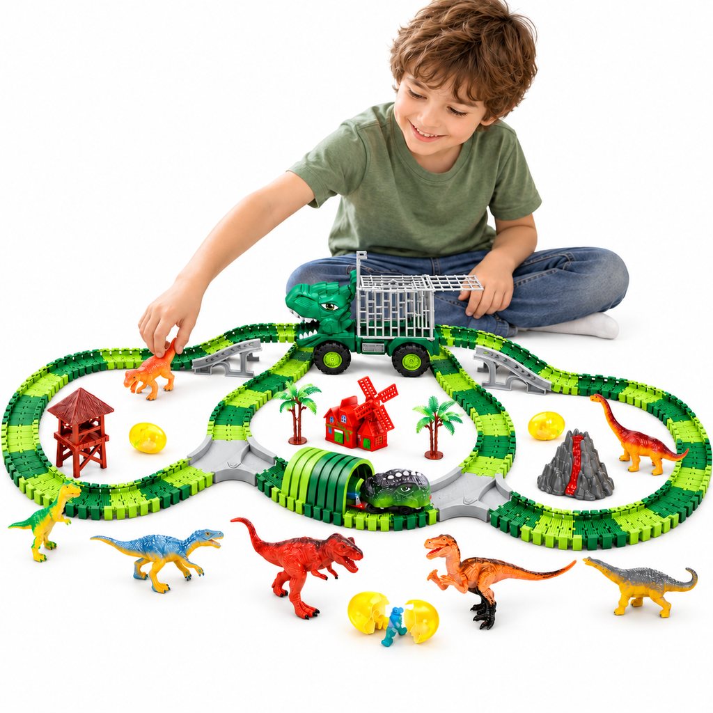 Dinosaur Track Toy Set with Flexible Tracks