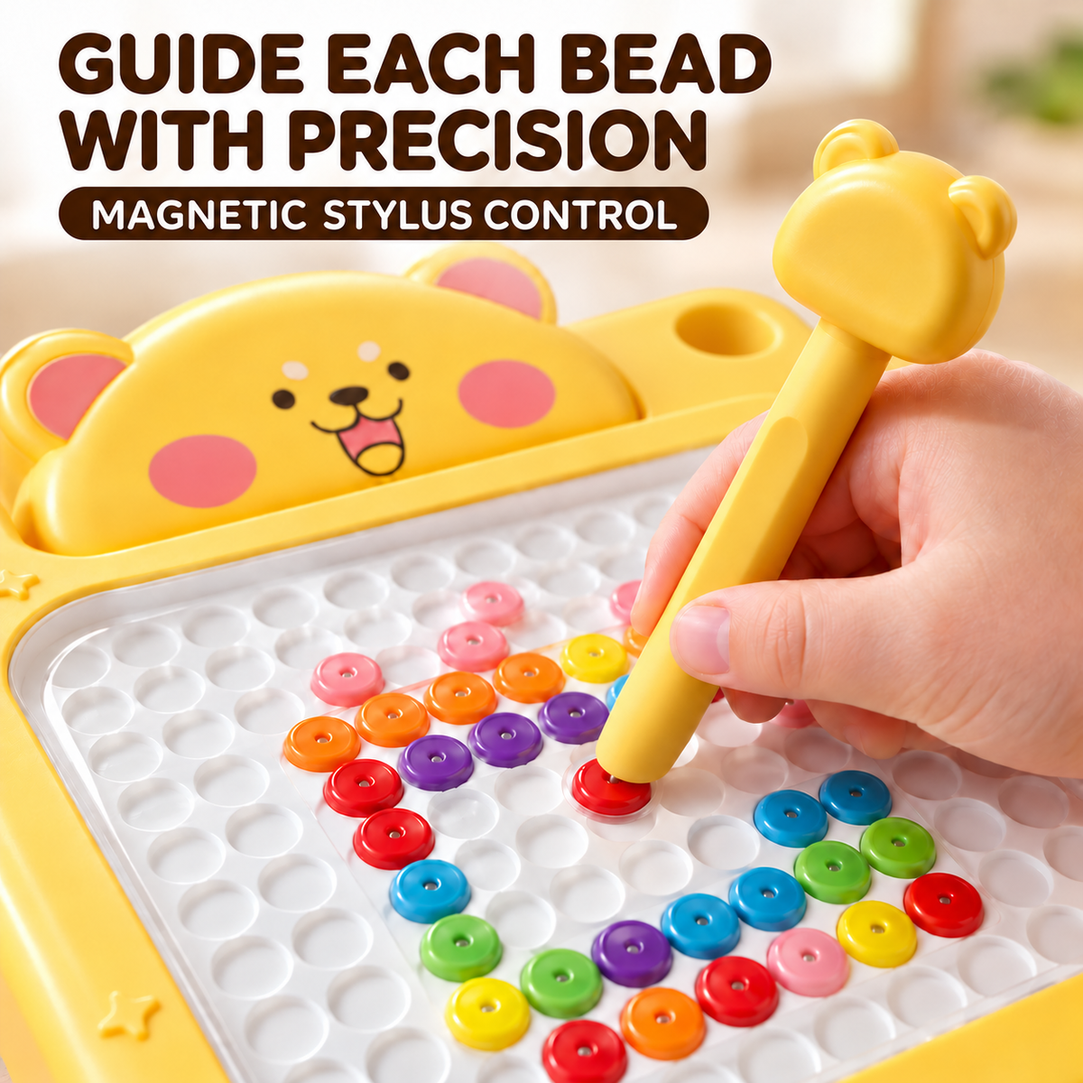 Bear Magnetic Drawing Board for Kids | Colorful Bead Art Toy
