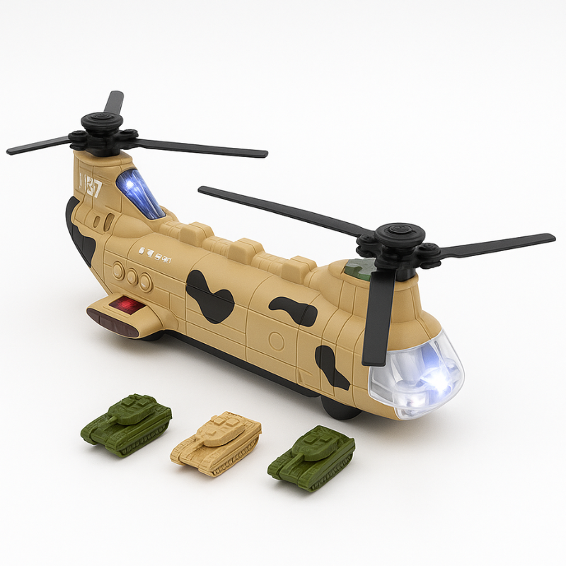 Light and Sound Battle Chopper with Mini Tanks