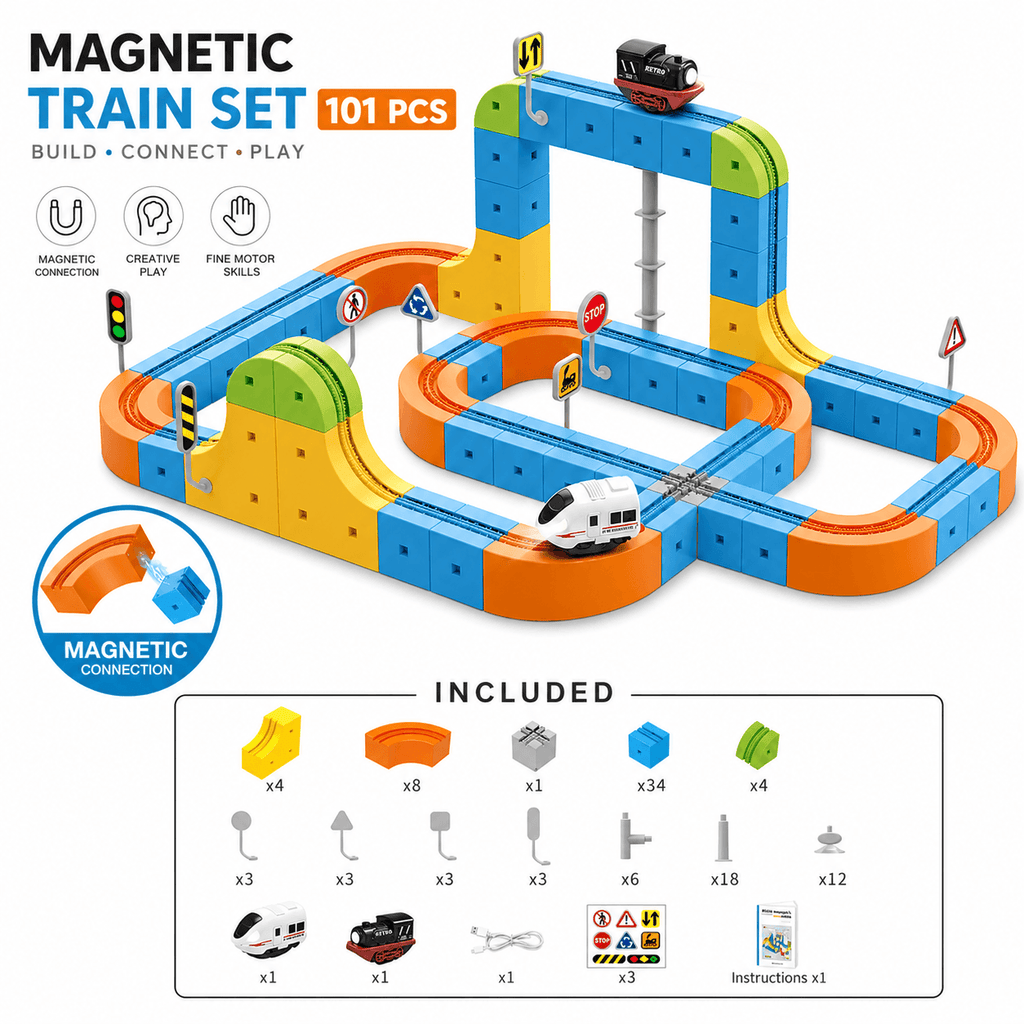 3D STEM Train Track Building Set