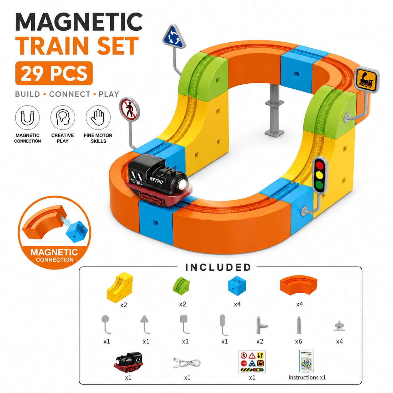 3D STEM Train Track Building Set