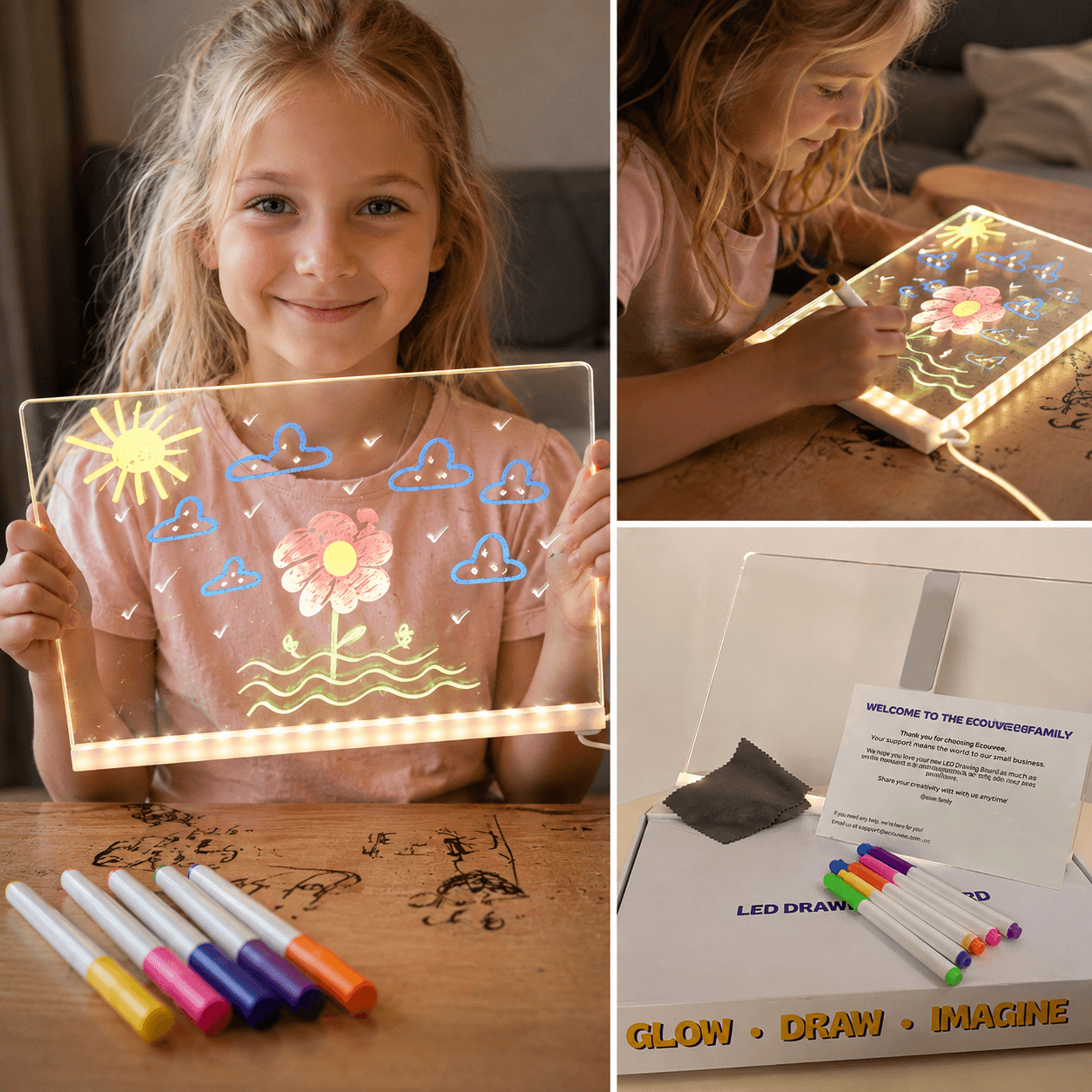 LED Acrylic Drawing Board for Kids – Reusable Light-Up Doodle Board