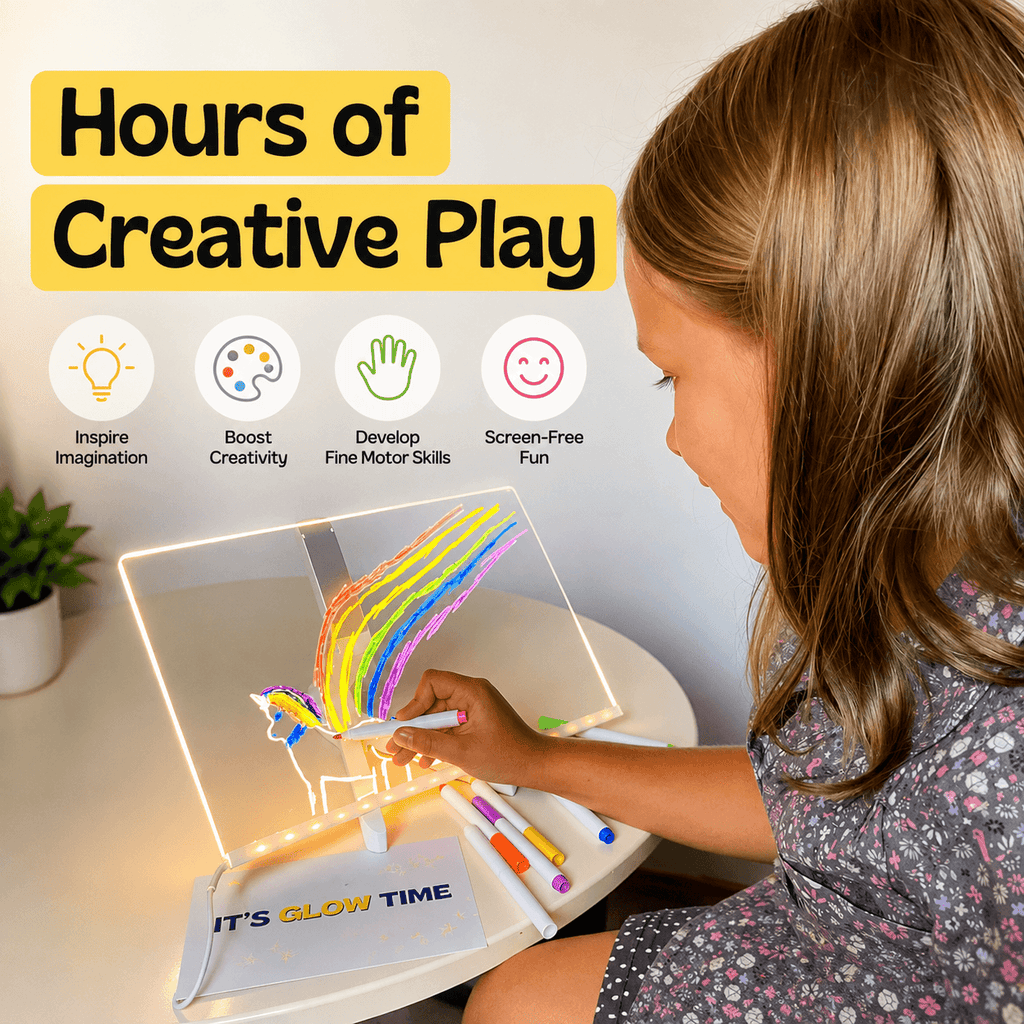 LED Acrylic Drawing Board for Kids – Reusable Light-Up Doodle Board