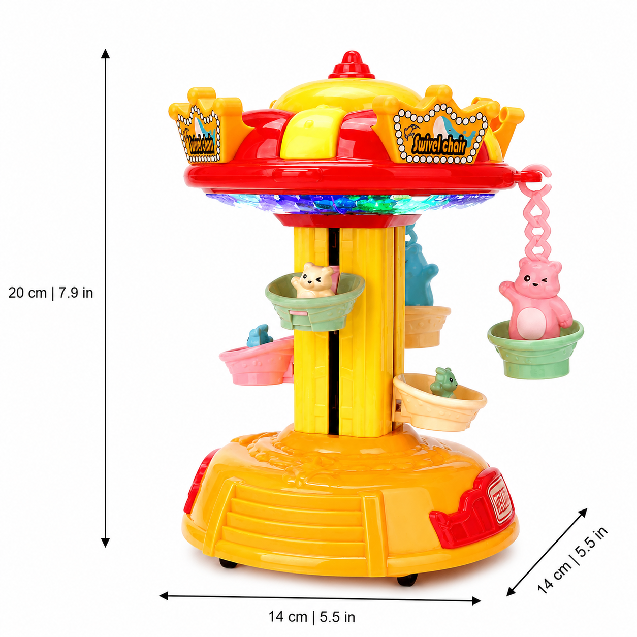 Rotating Carousel Toy with Music, Lights and Cute Animal Seats