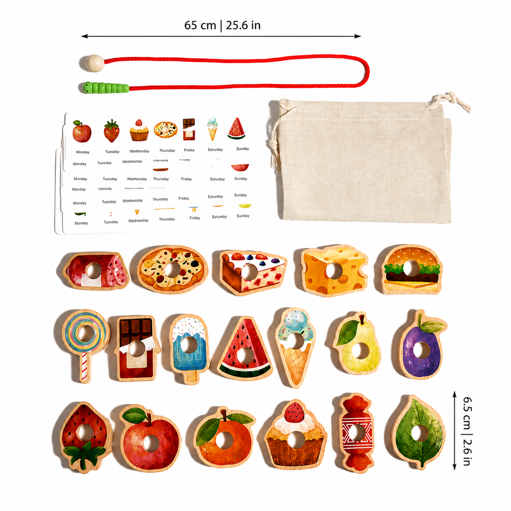 Wooden Food Threading Game for Fine Motor Development