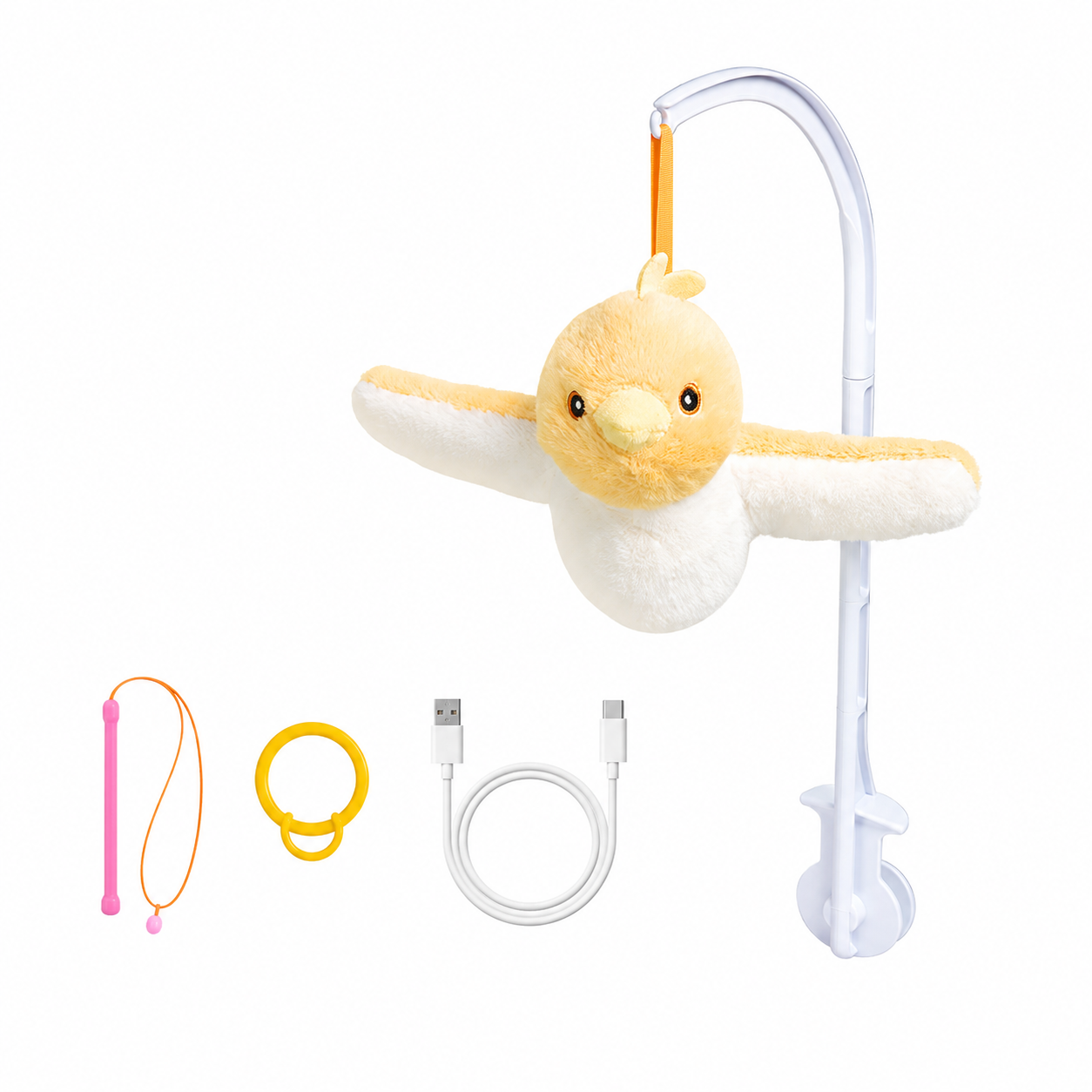 Hanging Plush Bird Toy for Stroller, Crib and Calm Sleep