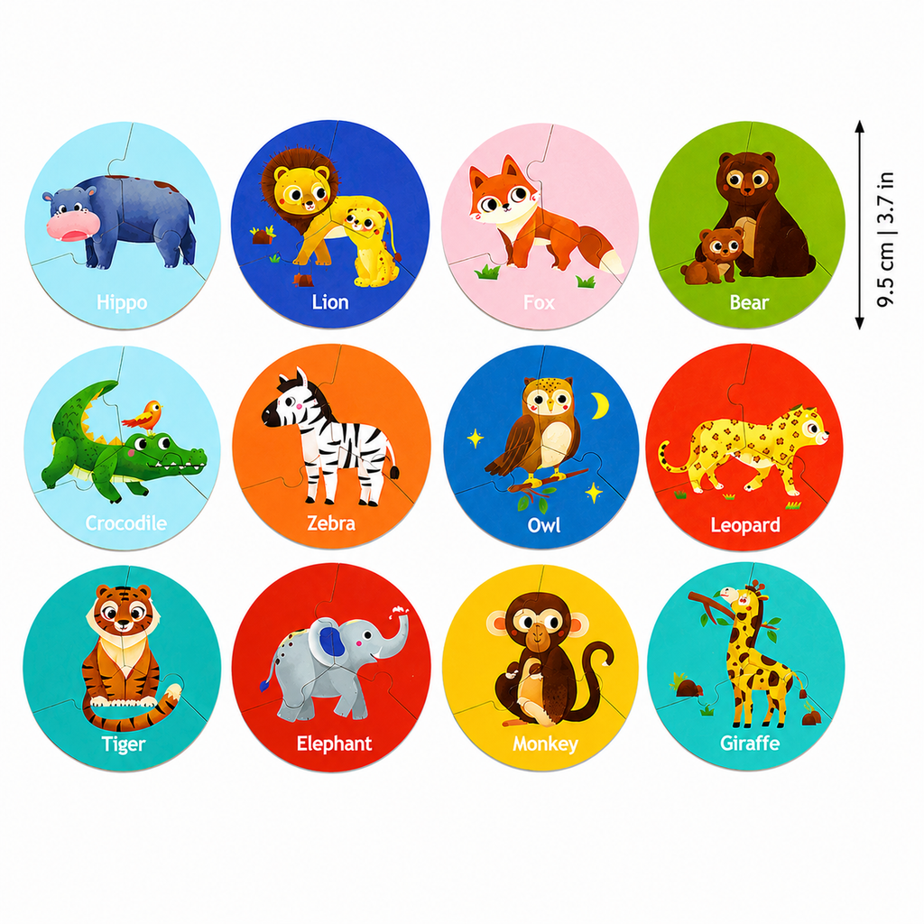 Wooden Animal Puzzle Cards for Early Learning Play