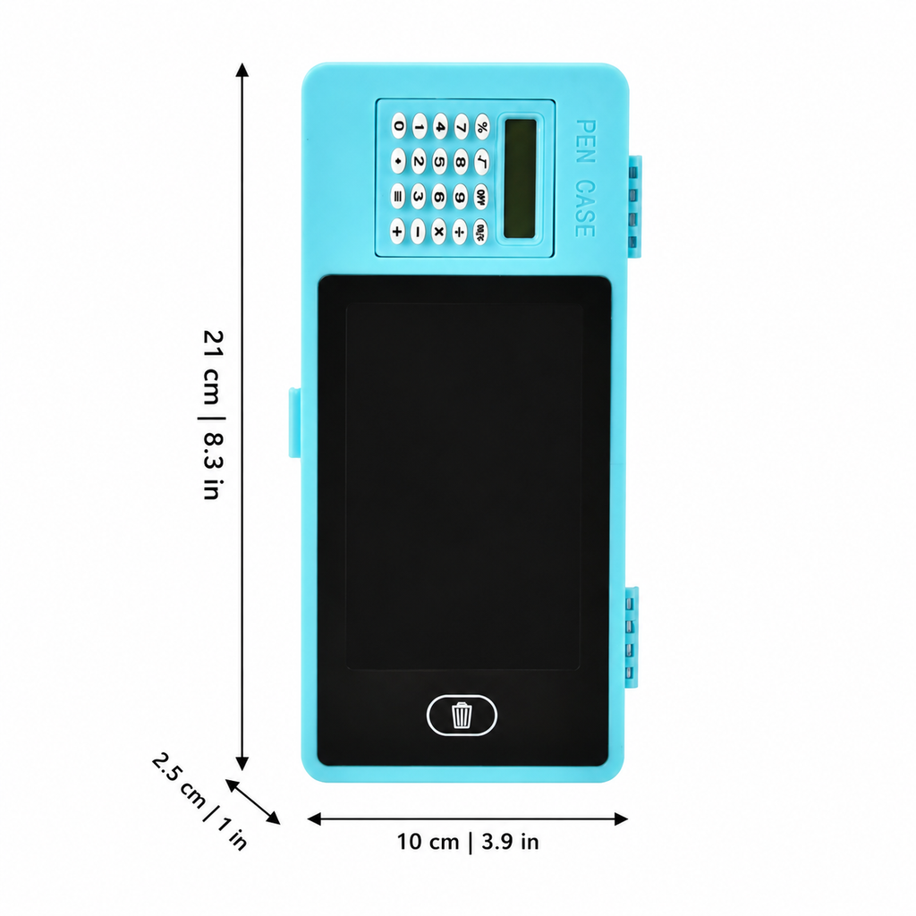 Pencil Case with Calculator and Erasable Board for Study Time