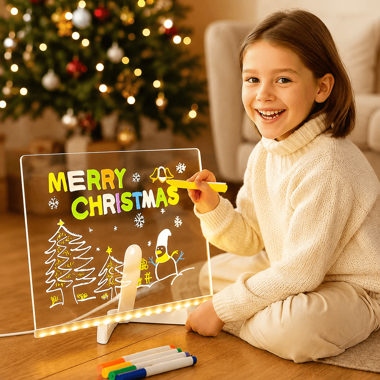 LED Acrylic Drawing Board for Kids – Reusable Light-Up Doodle Board
