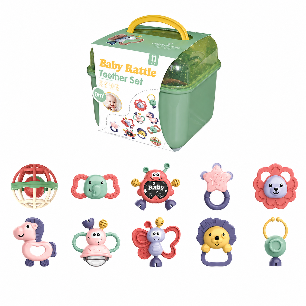 Soft Baby Rattle Set for Teething and Sensory Play