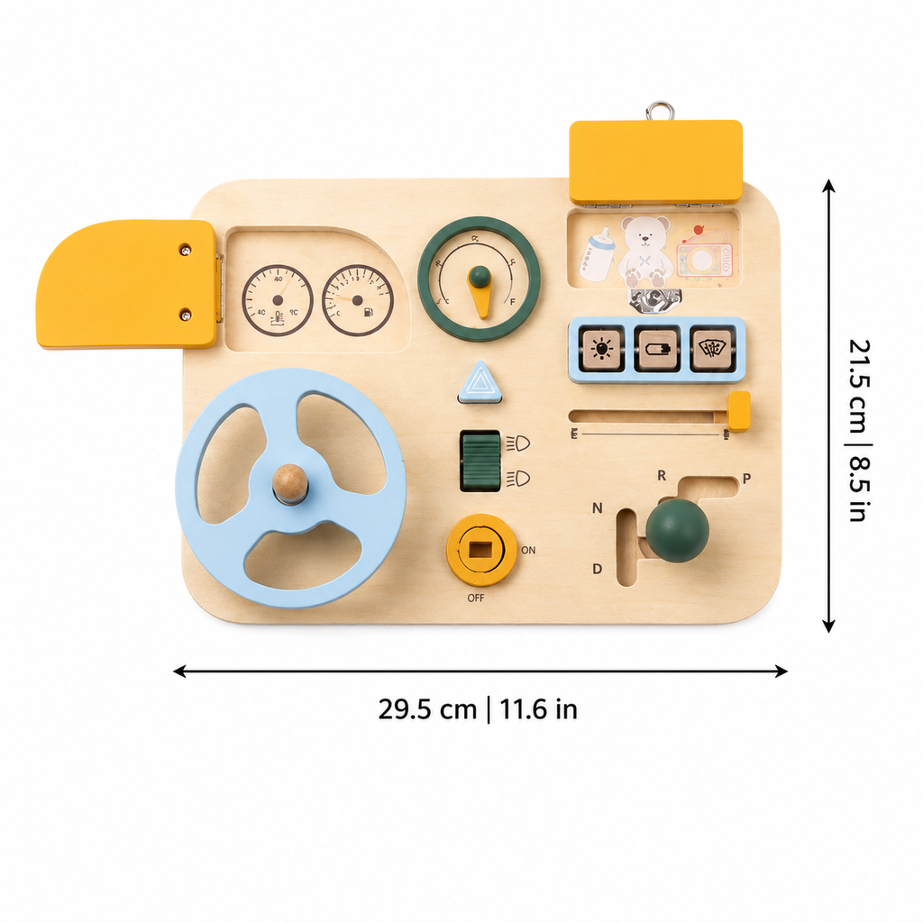 Montessori Steering Wheel Busy Board for Toddler Travel Play