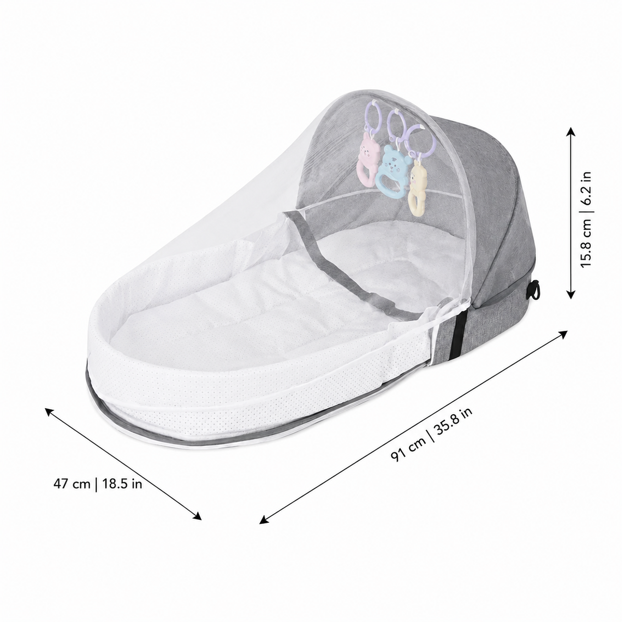 Travel Baby Bassinet with Mosquito Net and Soft Support