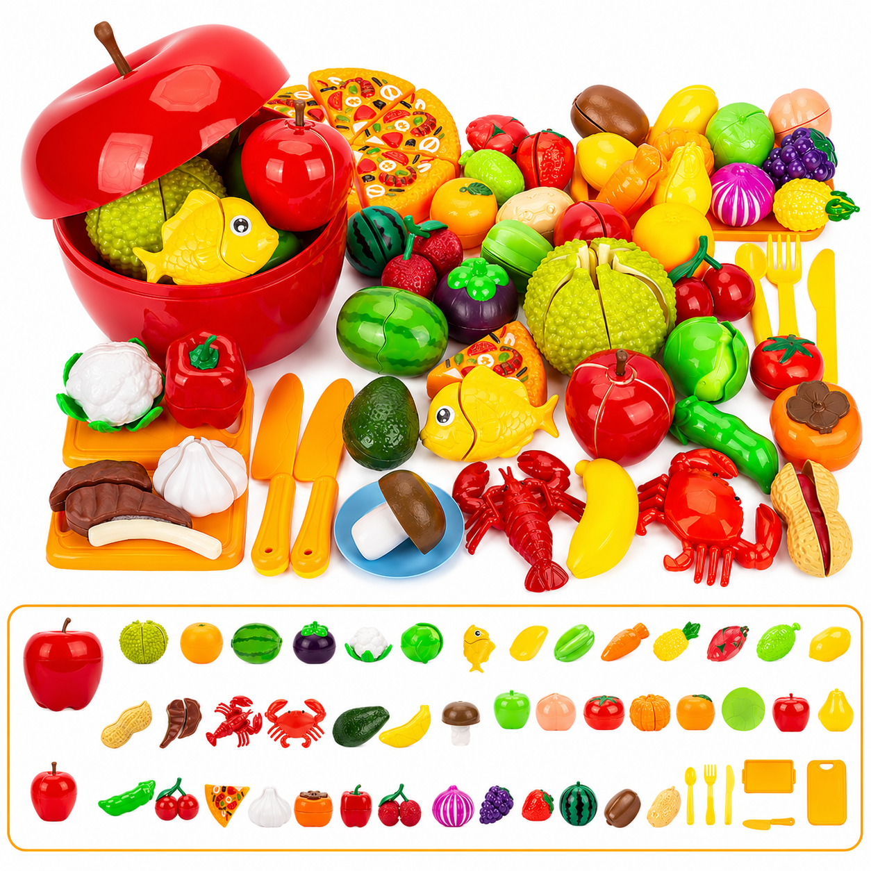 Pretend Food Cutting Set for Toddler Kitchen Play