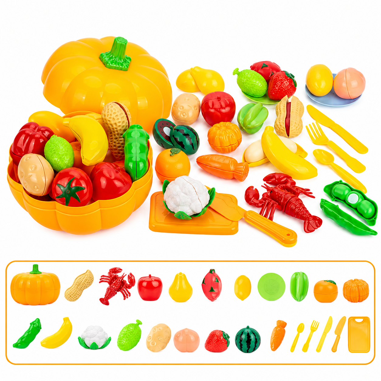 Pretend Food Cutting Set for Toddler Kitchen Play