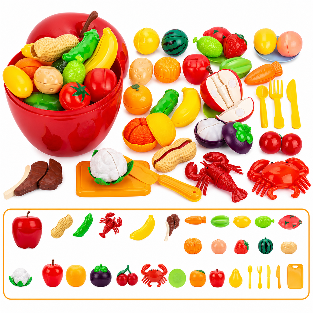 Pretend Food Cutting Set for Toddler Kitchen Play