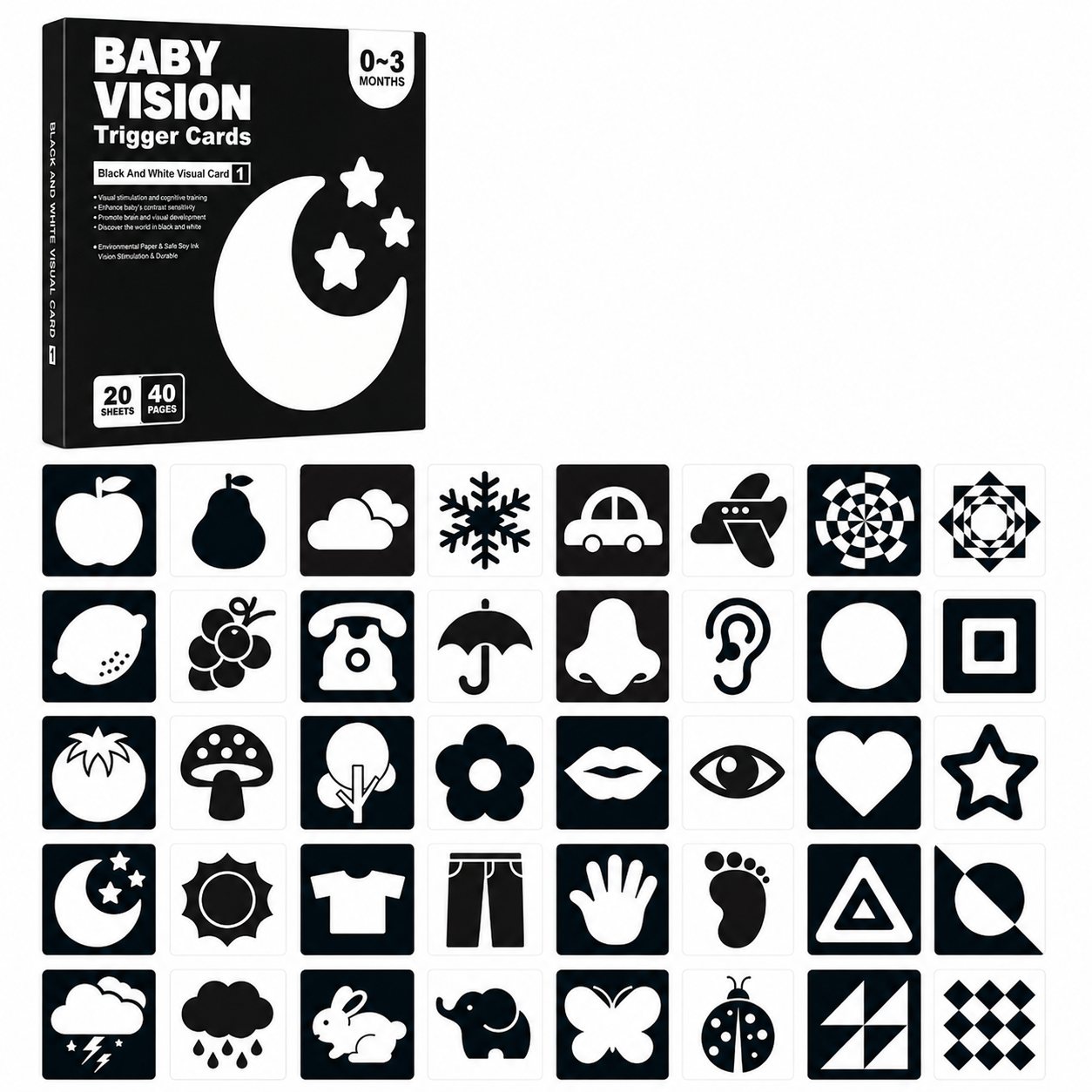 High-Contrast Cloth Book for Baby Visual Development