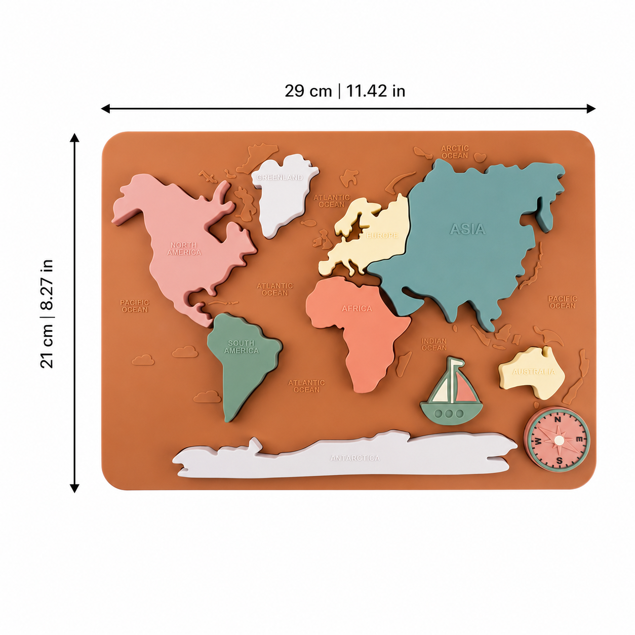 Soft Silicone World Map Puzzle for Early Learning Play