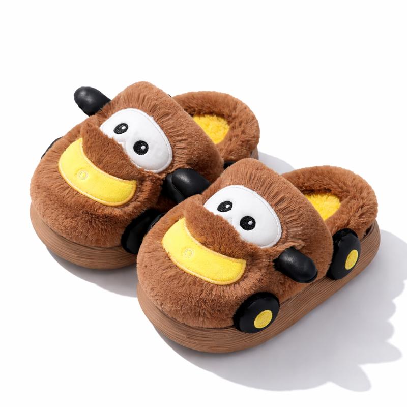 Warm Fluffy Winter Slippers for Kids with Non-Slip Sole