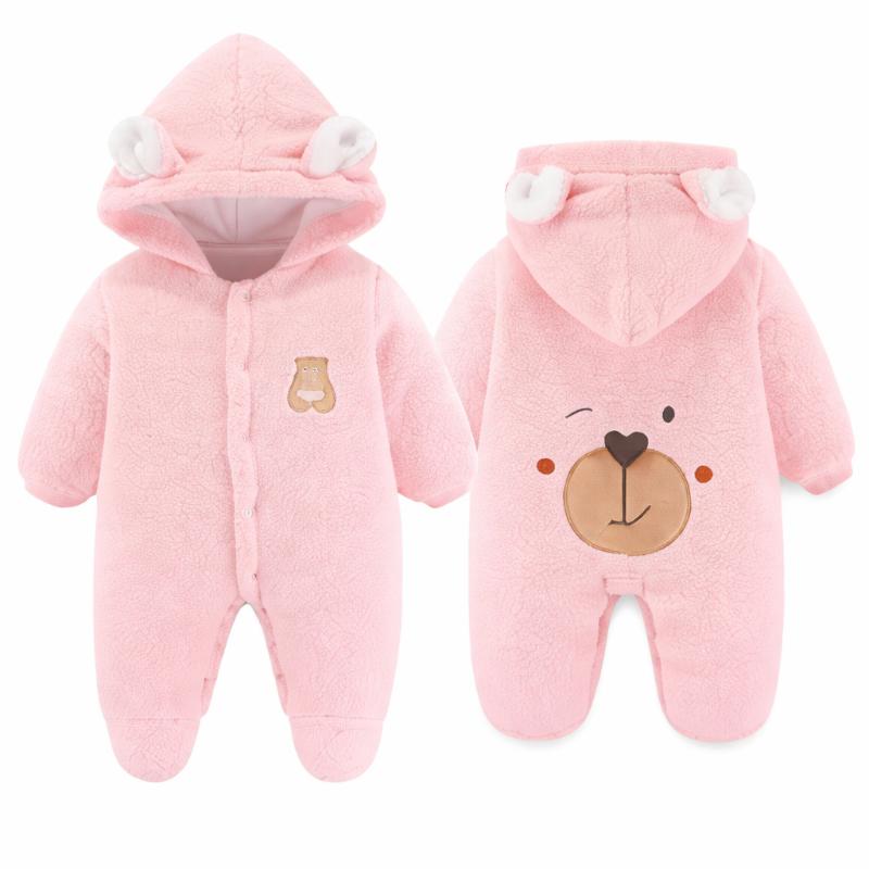 Soft Fleece Hooded Romper for Newborns and Infants