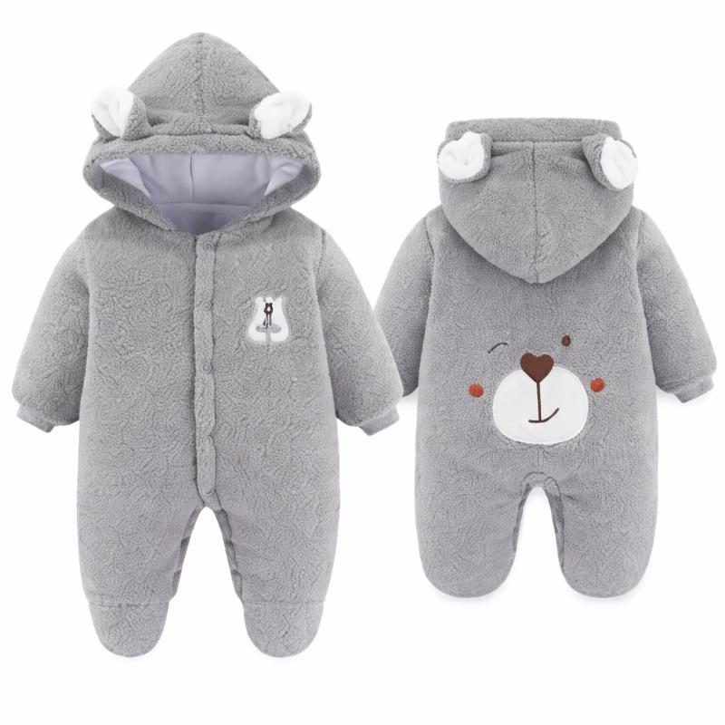 Soft Fleece Hooded Romper for Newborns and Infants