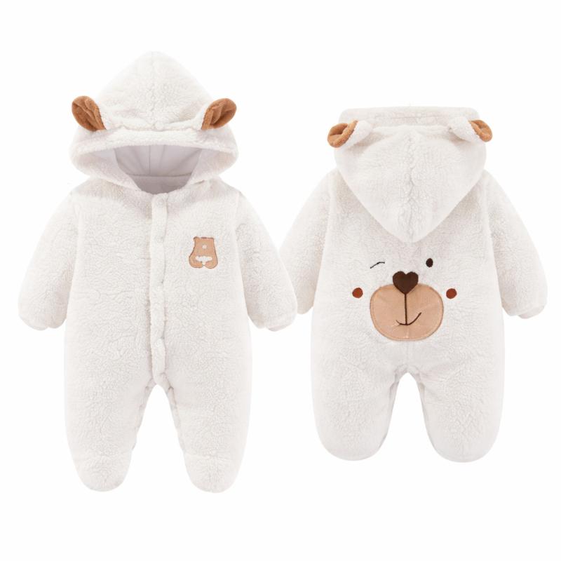 Soft Fleece Hooded Romper for Newborns and Infants