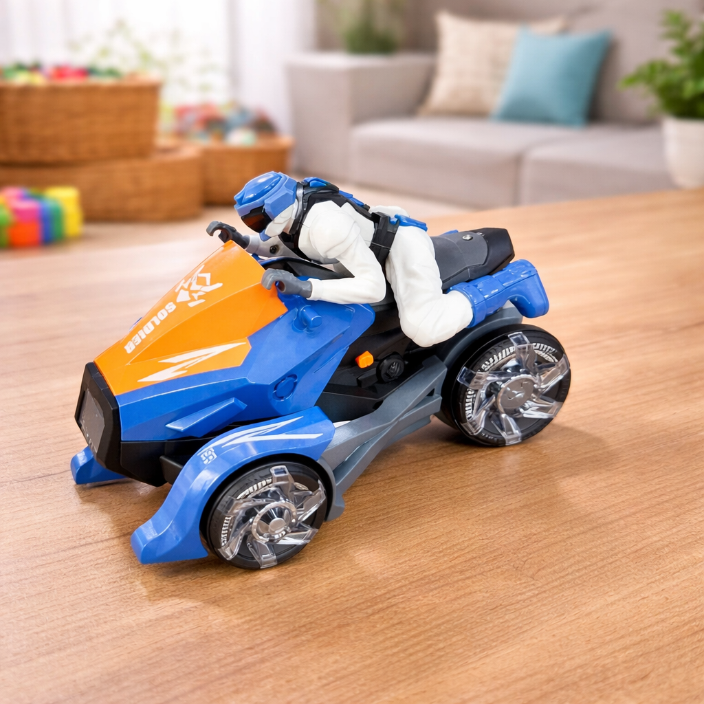 Stunt Motorcycle Toy with Lights and Music - main product image