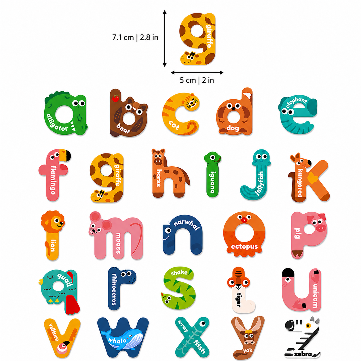 Colorful Animal Alphabet Magnet Set