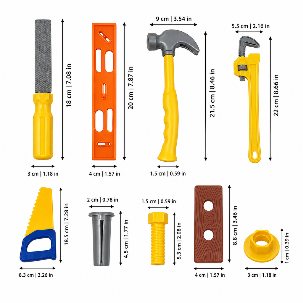 Kids Construction Tool Kit with Carry Bag for Imaginative Play