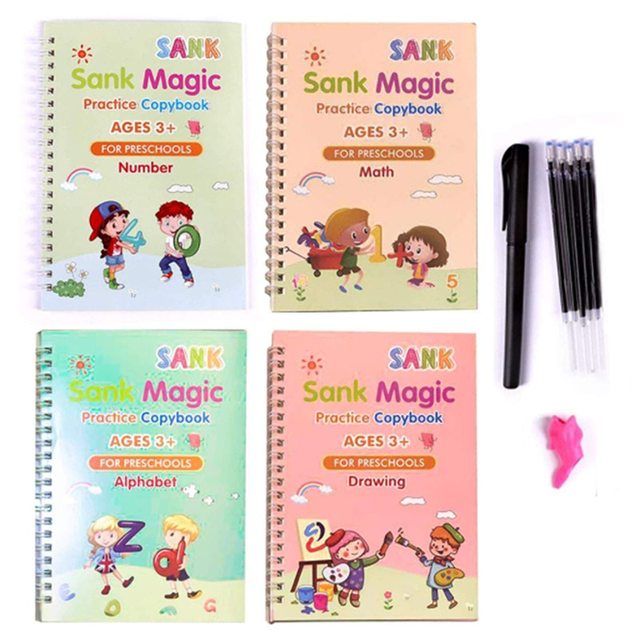 Style: 4 Books + Magic Pen; Math, Number, Alphabet and Drawing