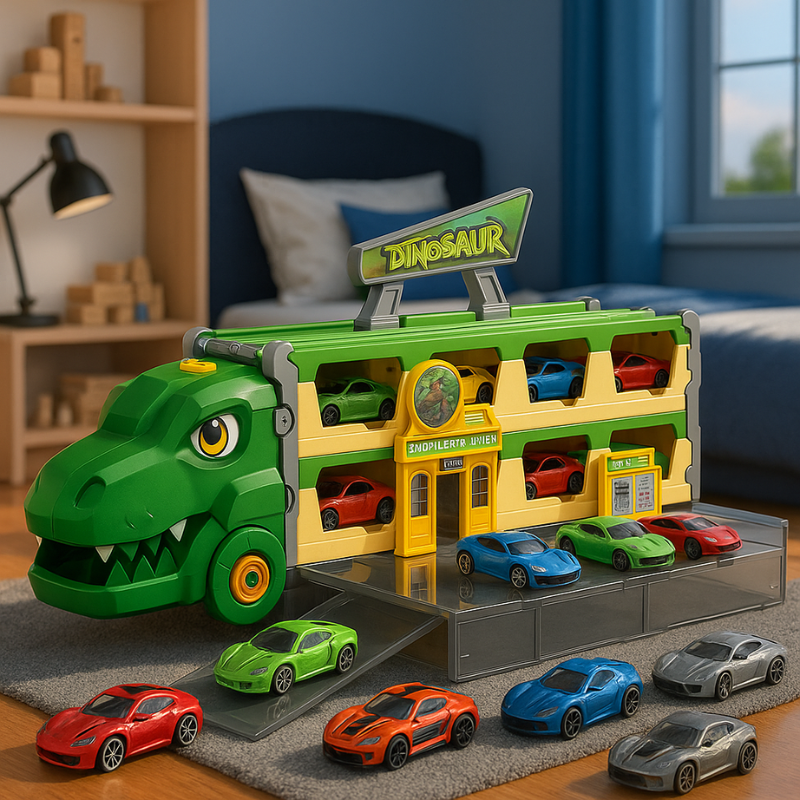 2-in-1 Car Carrier and Race Track Truck